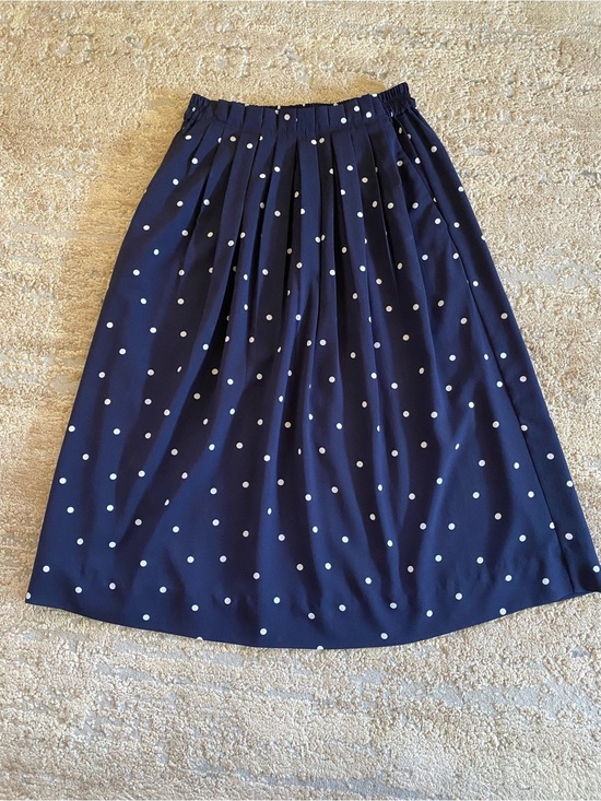 J. Crew Dresses & Skirts - J Crew Navy Polka Dot Swiss Dot Pleated Midi Skirt Lined: 2